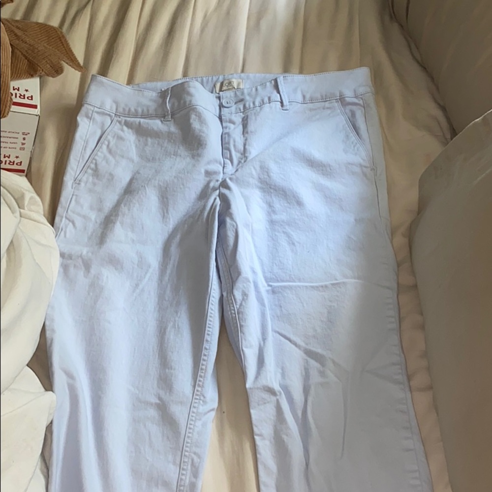 Light blue frayed edge girlfriend chino pants